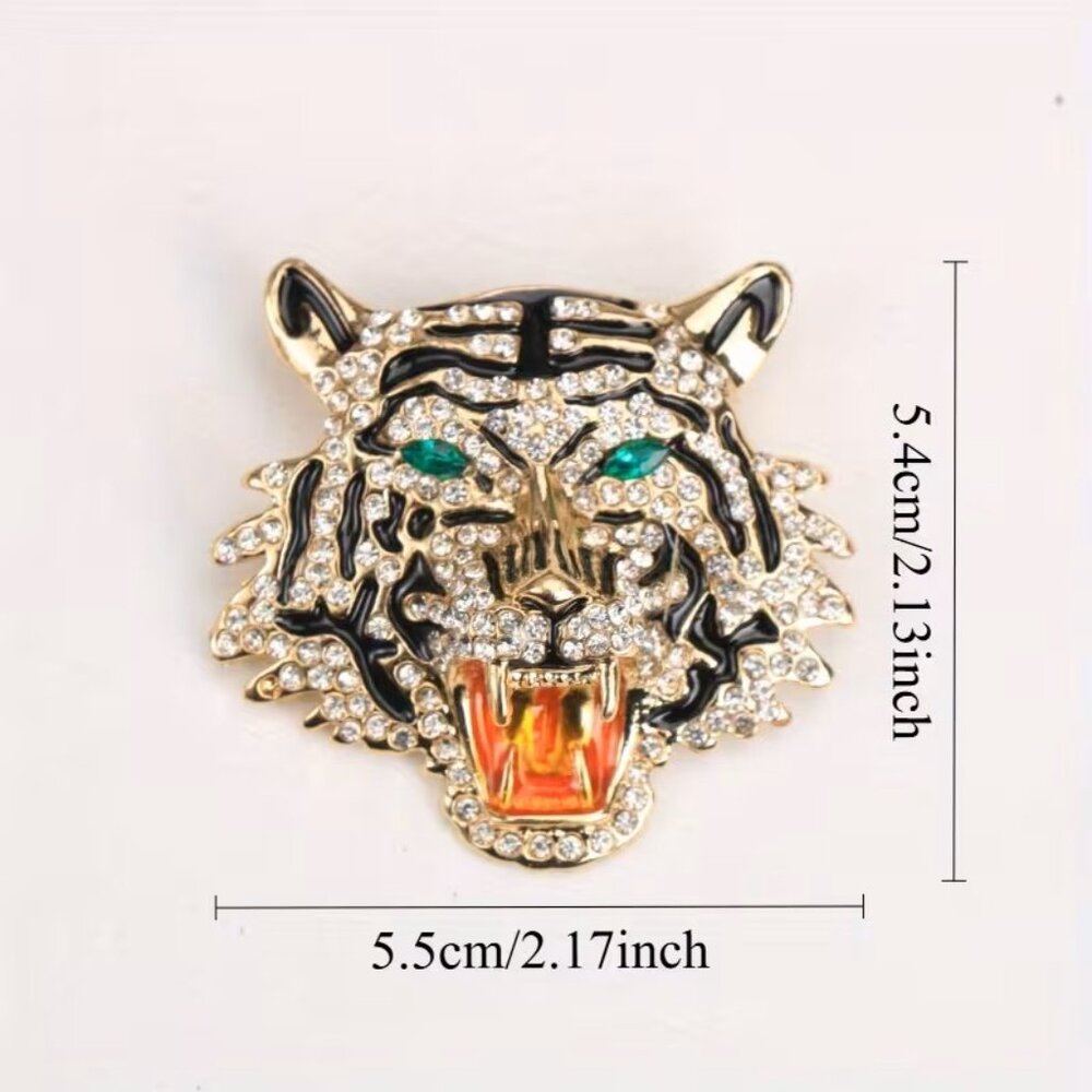 Cubic Zirconia Tiger Brooch Z226 - Picture 2 of 2